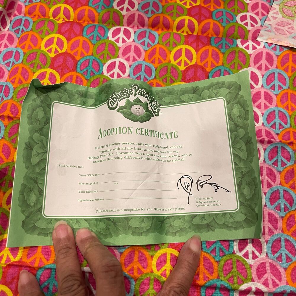 Cabbage patch Kids Adoption Certificate